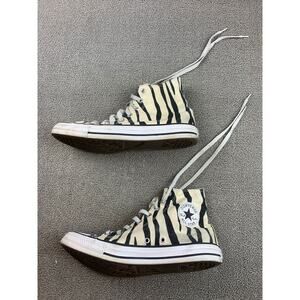 Converse Chuck Taylor 8M W10 Black White Zebra Animal Print High Top Shoes